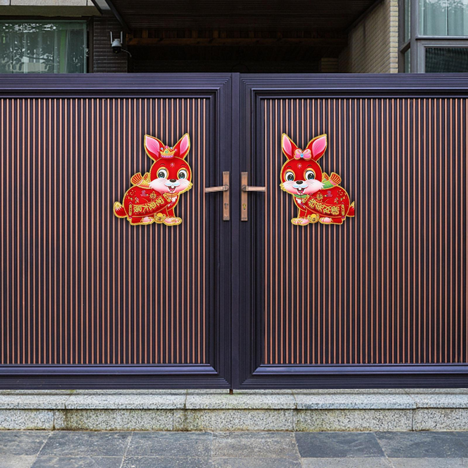 Chinese Year Door Sticker, Decorative Sign, Flocked Window Sticker for Spring Festival 35cmx43cm