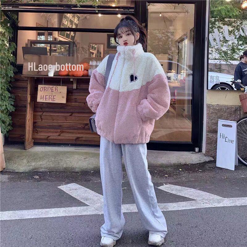 2024 Women's Lambskin Jacket: Trendy Korean-Style, Loose, Thickened, Autumn & Winter Coat for Junior & High School Students