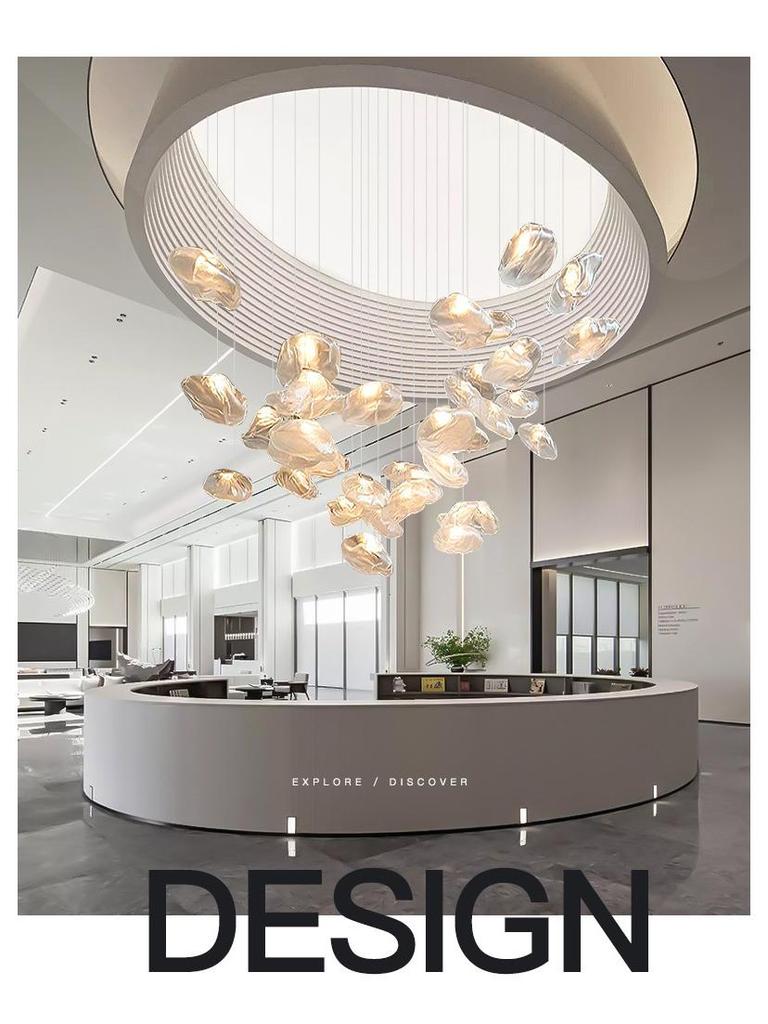Designer Glass Cloud Staircase Pendant Light for Loft or Villa Living & Dining Rooms