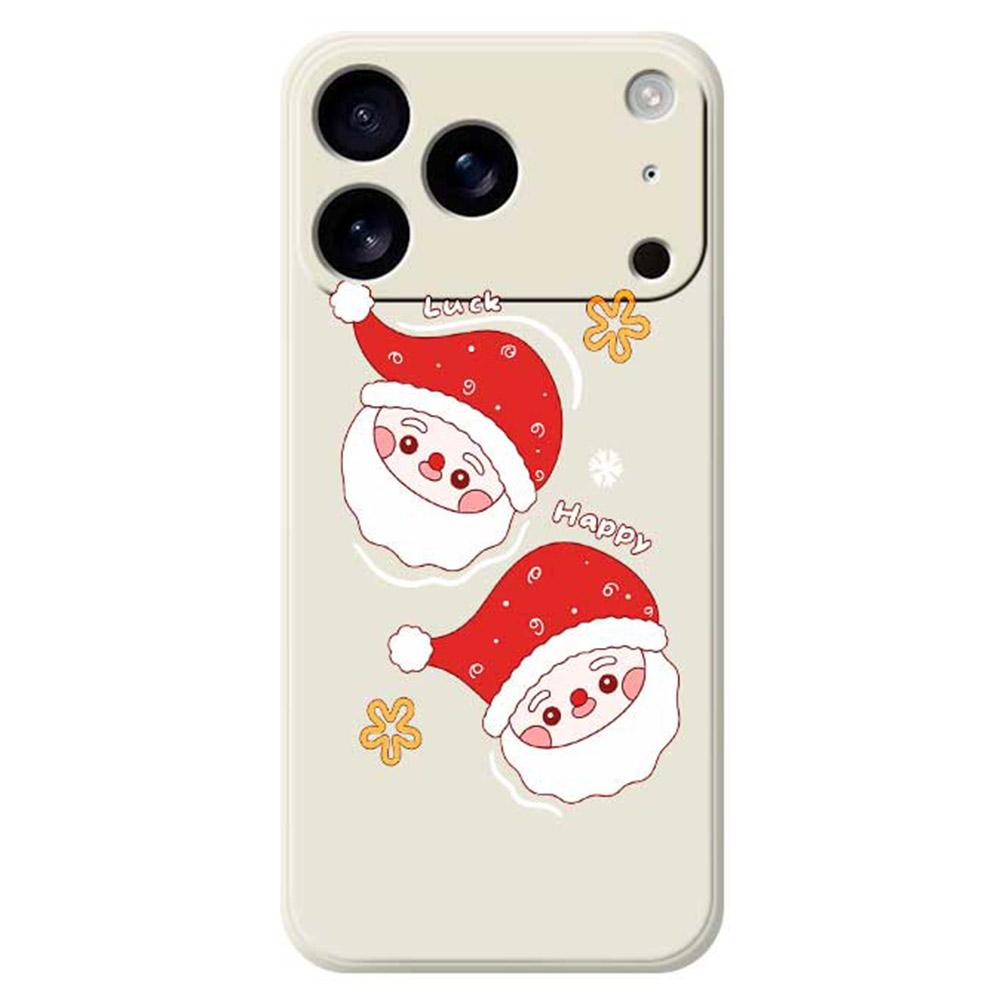 

For iPhone 17 Pro Max Case Cute Santa Claus Pattern Printing Straight Edge TPU Phone Back Cover Beige