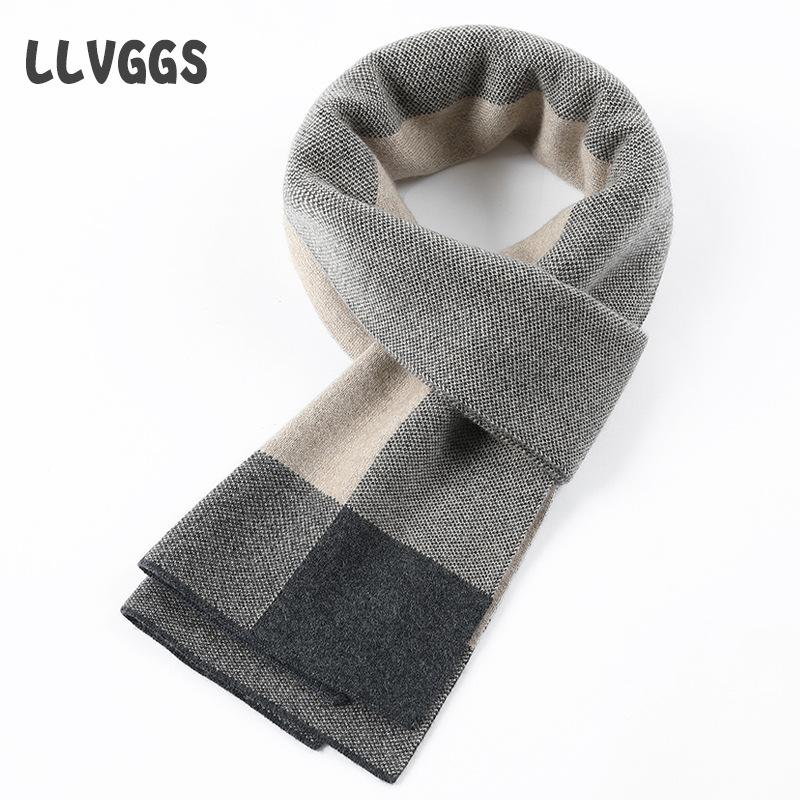 Pure cashmere men's scarf knitted plaid trendy business men's scarf knitted scarf warm plaid scarf