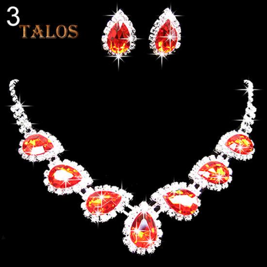 Prom Wedding Bridal Crystal Crystal Stone Waterdrop Necklace Earring Jewelry Set Accessories