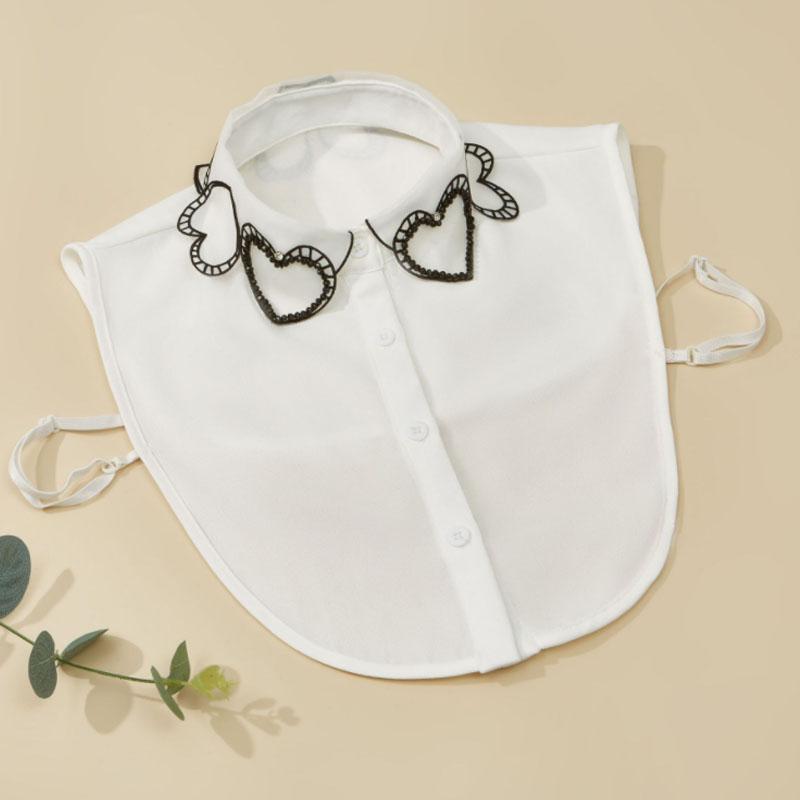 Women's Fake Collar Shirt White Fake Collar Women Detachable Collars Embroidery Cotton False Collar Shirt Col Amovible Femme