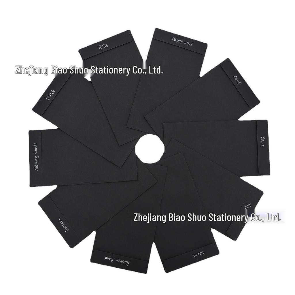 Black Paper Envelope for Memory Card and Stationery Storage
