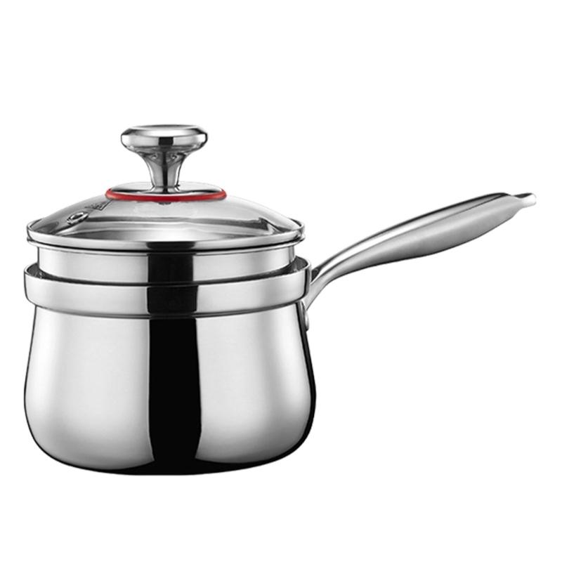 

304 Stainless Steel Pots for Milk Boiling and Soup Making Convenient Cookware with Glass Cover Lid Food Cooking Pans 1