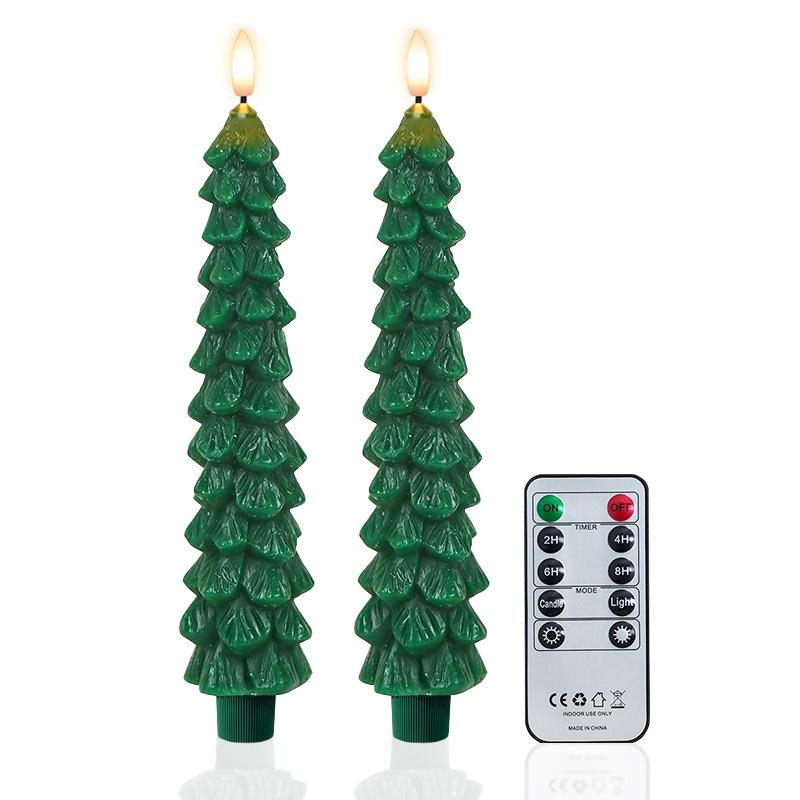 Scandinavian Evergreen LED Candles Minimalist Tree Shaped Flameless Tapers for Calm Winter Home Styling Paraffin LED Candle