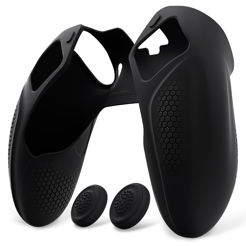 PlayVital Ninja Edition Open Design Silicone Cover Skin for PS5 Edge Ergonomic Protective Soft Rubber Case with Thumb Grip Caps for PS5 Edge Wireless