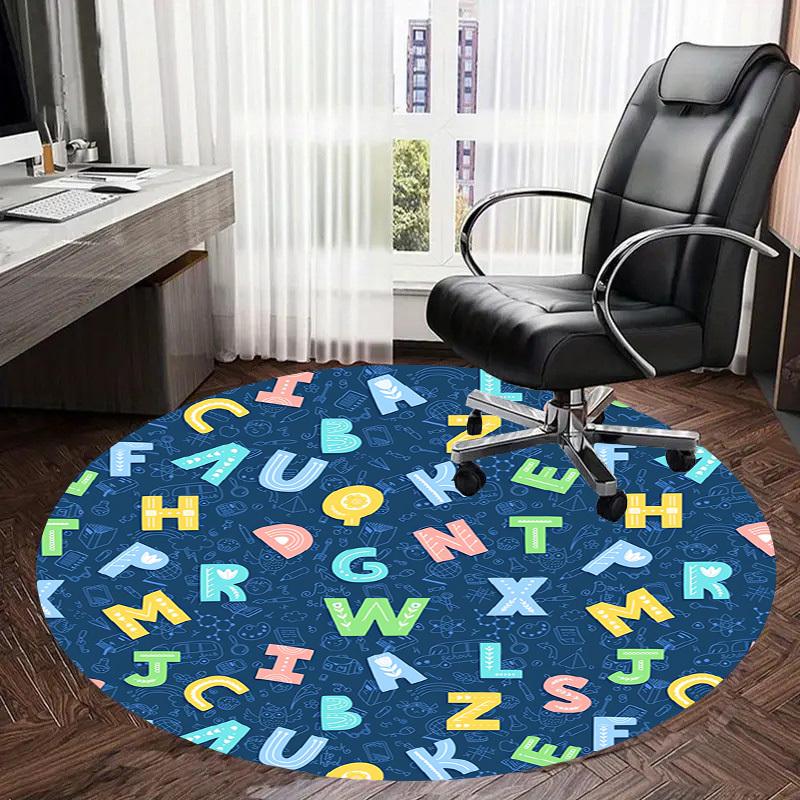 1pc Alphabet Pattern Education Round Carpet, Made of Polyester,Office Chairs, Living Rooms, Or Bedrooms, a Cool Rug for The Living Room.ydt26040
