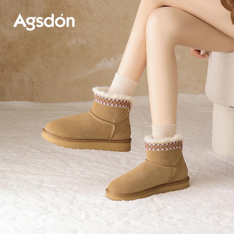 Fleece snow boots new winter thick-soled medium tube short boots high-top thickened cotton shoes