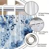 1Pc Blue And White Floral Patterned Shower Curtain, Polyester Fabric, Machine Washable, Suitable For Bathroom Dcor.