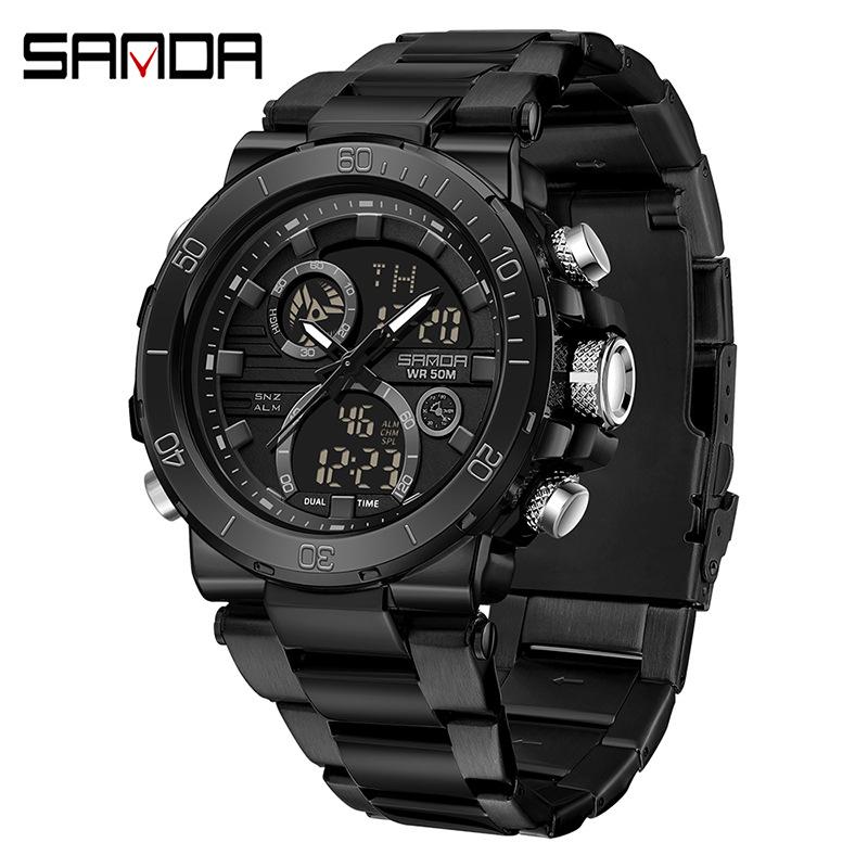 Sanda Multi-Functional Waterproof Steel Core Electronic Watch for Students