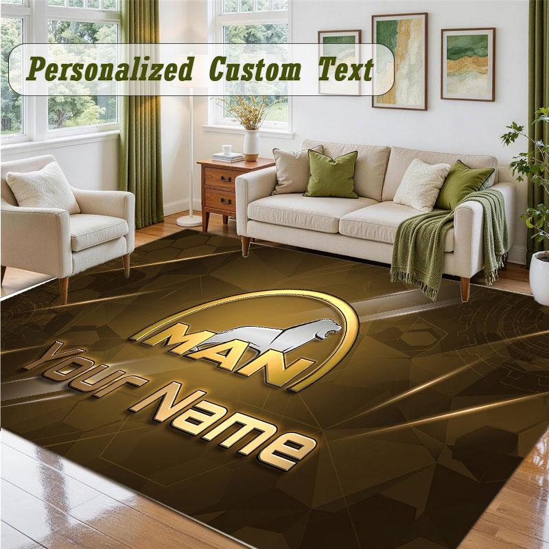 Crystal Velvet Square Rug Custom NameMAN Truck Pattern Non Slip Home Floor Decor Rug