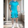 Men's Summer Casual T-shirt Suit, 3D Printed Short-sleeved and Waisted Shorts Blue Suit, Fashionable and Comfortable Online