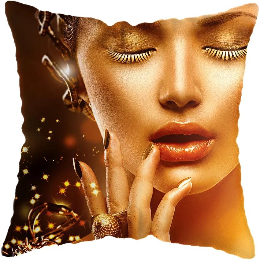Home Decor Fashion Afro Black Women Girls Sofa Pillowcases Bedroom Living Room Cushion Covers