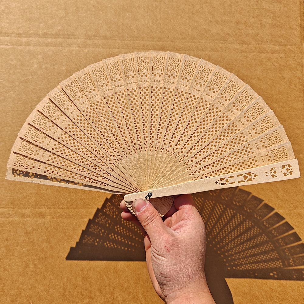 1pcs New Carved Chinese Style Wooden Folding Fan Wedding Decoration Party Sandalwood Home Supplies Hand Fan