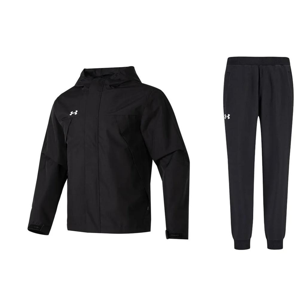 Under Armour Solid Color Logo Outdoor Training Running Long Sleeve Top Comfortable Mid Waist Long Pants Casual Sports Suit 23600401-001+21600705-001