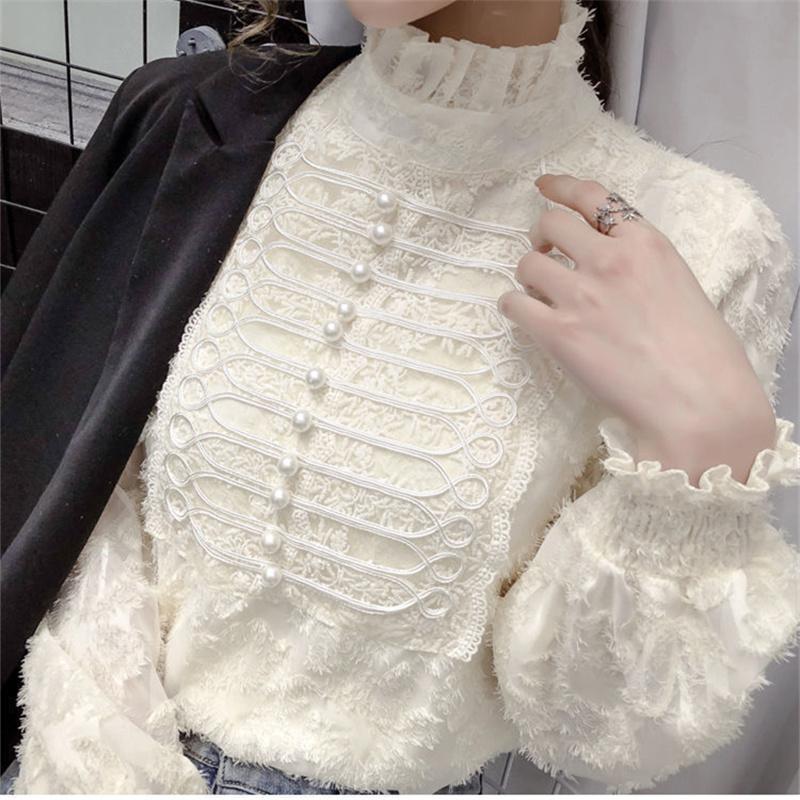 Eleganckie damskie bluzki letnie codzienne damskie topy damska koronkowa koszula bluzka koszula damska bluzki top z długim rękawem damski mujer