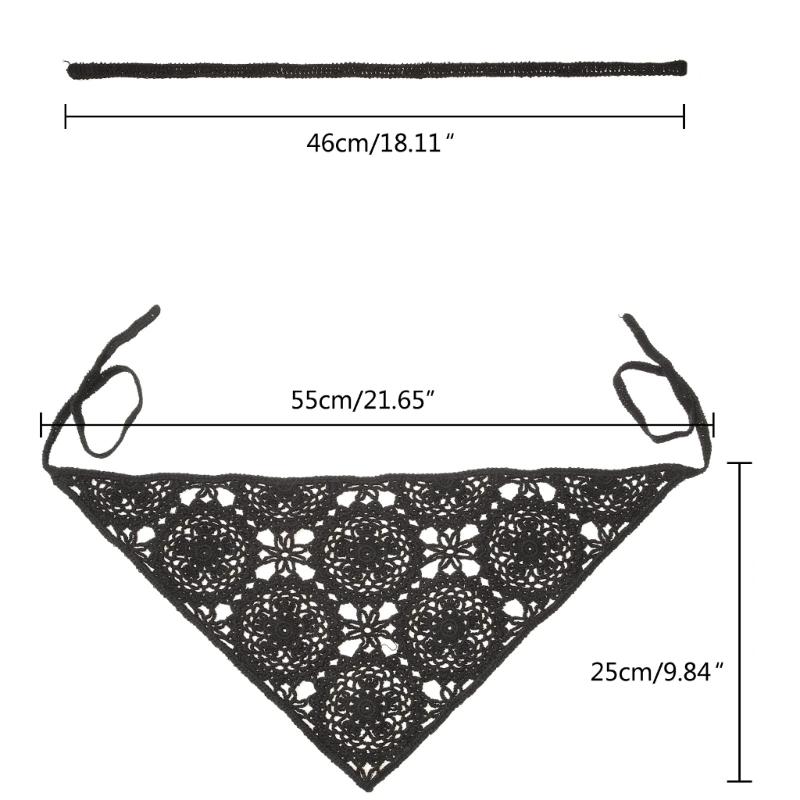 Florales Haar-Bandana Gestricktes Kopftuch Damen Bandana Handgefertigt Gehäkeltes Haartuch Dreieckiges Stirnband mit Bändern