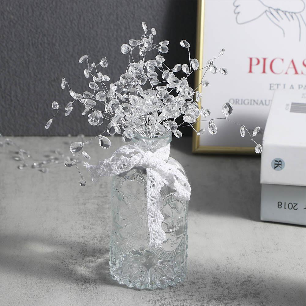 For Home Acrylic Water Drop Artificial Bouquet Crystal Flower Crystal Bud Branches Craft Decoration
