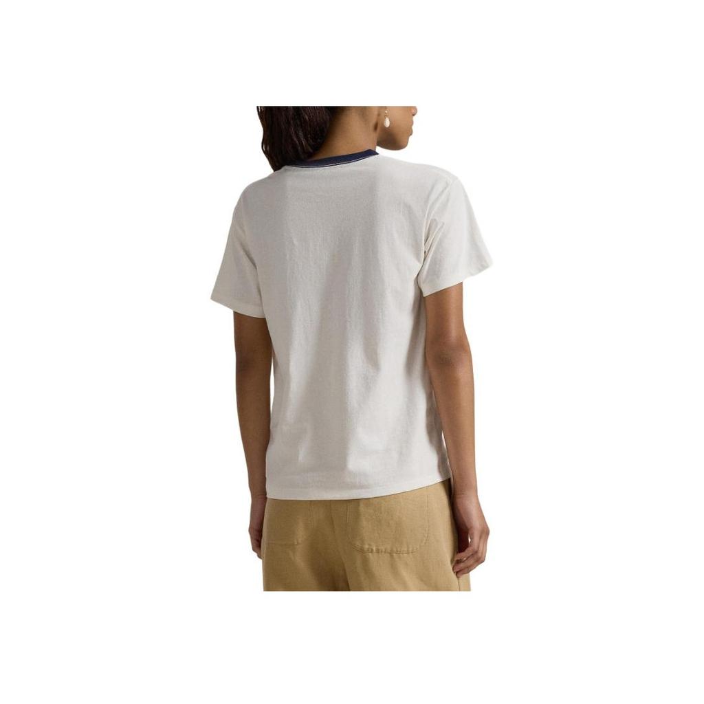 Polo Ralph Lauren Letter Print Pattern Round Neck Short Sleeve T-Shirt Women T-Shirt White 211941205-001