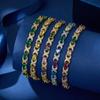 Ins Style Oval Zirkon X Form Multicolor Armbänder Hochzeit 14K Gold Überzogene Kupfer Bunte Zirkonia Armband