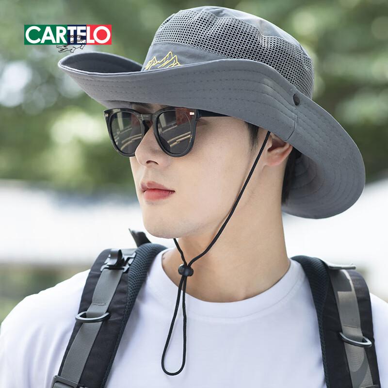 CARTELO Sun Hat for Men, Wide Brim UV Protection Hat, Breathable Foldable Outdoor Sun Hat for Summer Fishing Hiking Fisherman Hat
