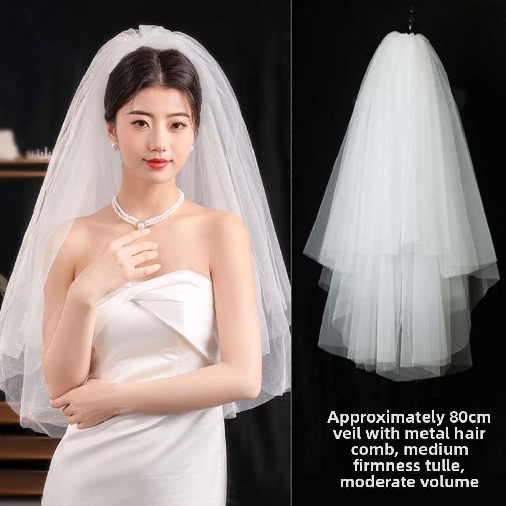 Bow Wedding Veil Pearl Accessories Women's Tulle New Bridal Veil  Bridal Photoshoot