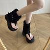 Fashion toe cool boots cover boots summer 2025 new fashion round head personalized herringbone Roman sandals