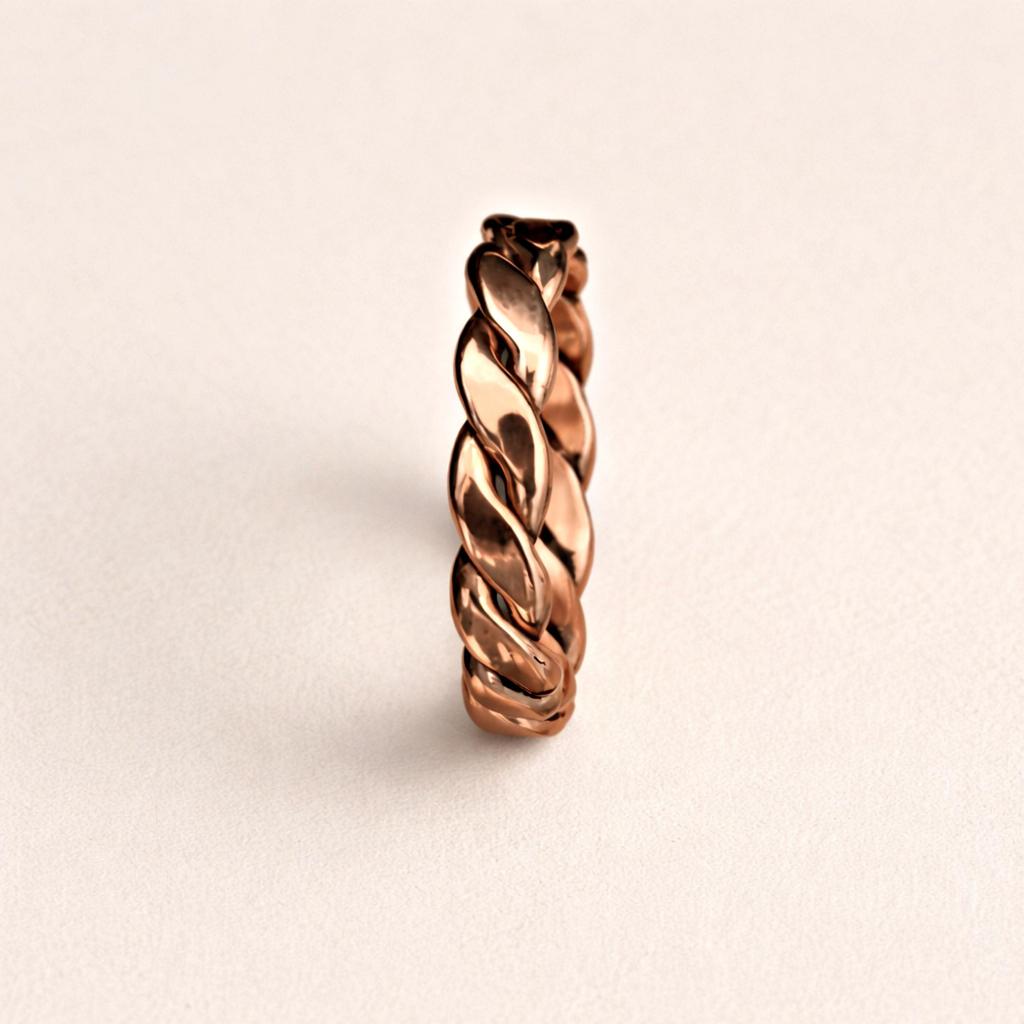 Solid Copper Twisted Rope Ring, Braided Stacking Band, Pure Copper Wedding Ring, Anniversary Gift for Her