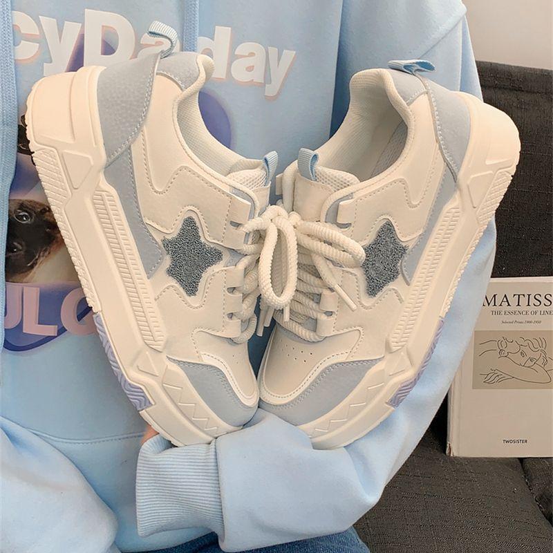 Campus women's shoes star board shoes 2025 new spring and summer platform casual versatile white shoes niche shoes children's direct sales