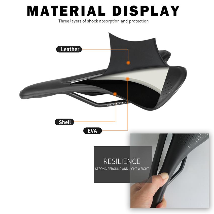 TOSEEK Bike Saddle Carbon Lightweight Women's Road Bike Saddle Seat Cushion with Ventilation Soft Leather EVA Comfortable Design