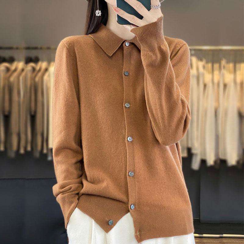 Women's Cashmere Cardigan Qinghe Cashmere 30% Cashmere 70% Wool Women's Autumn and Winter Cashmere Cardigan Soft and Warm