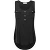 Elegant Women's Fashion Button Pocket Sleeveless Shirt With Sexy Irregular Hem Tank Tops