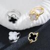 Trendy Black Clover Rotating Adjustable Ring – Fashionable & Versatile