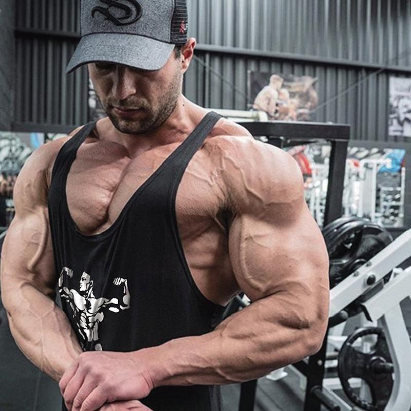 Men's Vest Fashion Muscle Fitness Shirt Sleeveless Printing Comfortable Cotton T-shirt