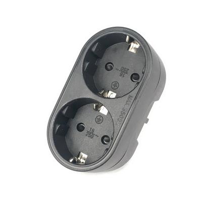Adapter Konverter Outlet Umwandlung Buchse EU Power Travel 16A 0V AC Sicherheitstür 1 zu 2 Weg Europäischen Französisch Elektrische Stecker BK