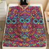 1PC Psychedelic Totems Print Flannel Blanket, High Quality Comfortable for All Seasons, Home Decor, Warmth and Comfort, Perfect for Christmas Gifts