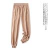 Tencel Casual Pants Spring & Fall New Arrival Foreign Trade Women's Clothing Elastic Waistband Lace-up Pocket Drawstring Thin Pants 27651
