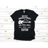 Never Underestimate An Old Unisex With A Guitar Funny T Shirt Guitarist For Dad Fathers Day Casual Apparel Vintage Washed