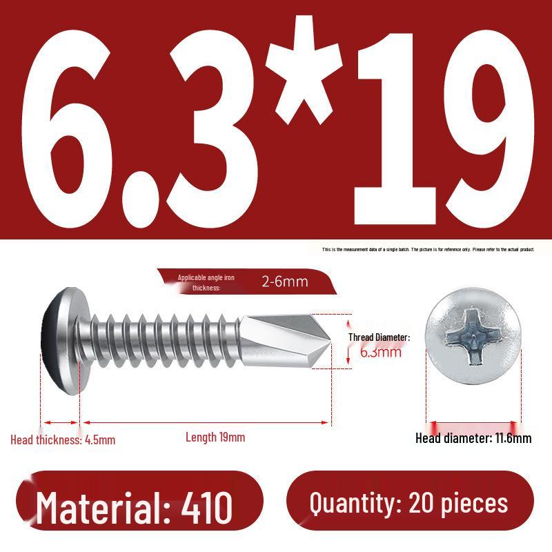 Stainless Steel 304 Phillips Round Head Self-Drilling & Tapping Screws, M3.9/M4.8/M5.5 Swallowtail Bolts