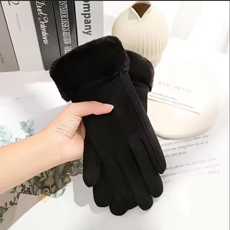 Women Winter Thick Plush Gloves Fashion Warm Suede Outdoor Guantes Lady Touchscreen Driving Gloves Sports Cycling Mittens