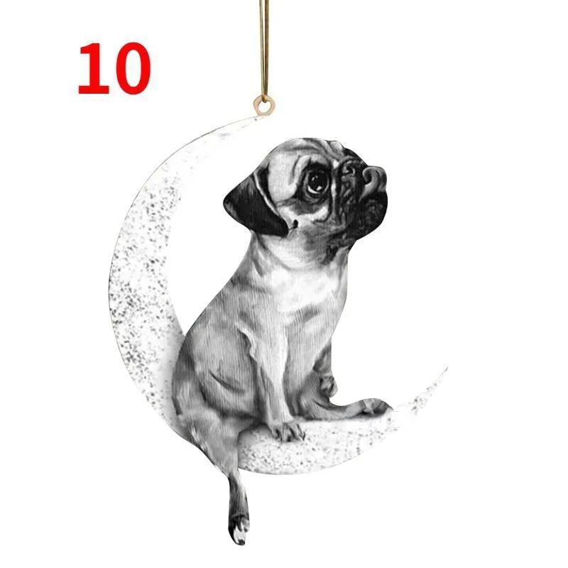 Christmas Decoration Pet Puppy Acrylic Pendant Garland Car Rearview Mirror Dog Hanging Ornaments New Year Tree Home Festoon