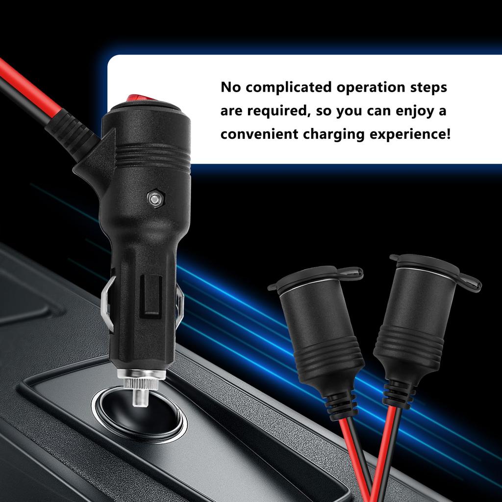 3ft Cigarette Lighter Splitter with Switch Air Inflator Car Vacuum Cigarette Lighter Extension