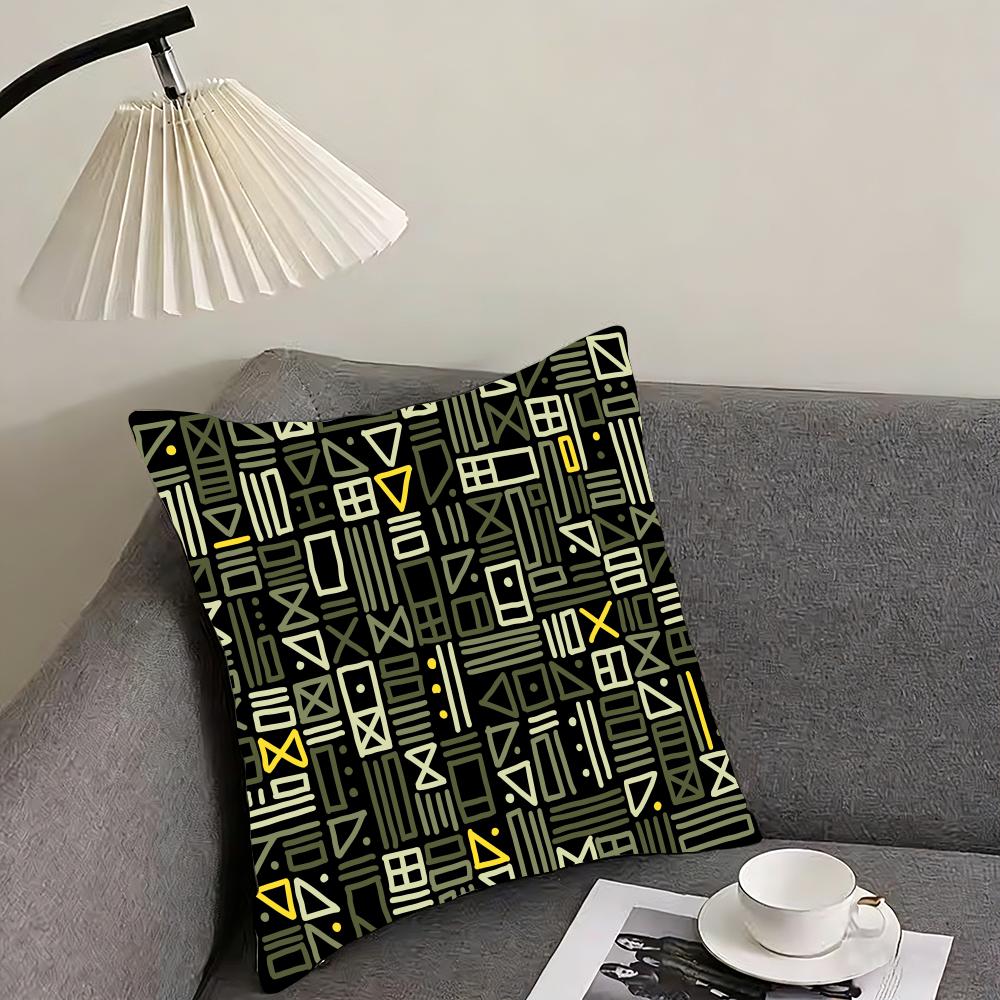 African Tribal Pattern Cushion Cover Pillowcase Comfort Sofa Bed Silky Elegant Invisible Zipper Decorative Cushion Cover