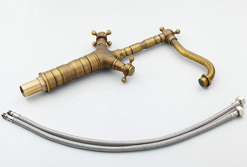 Life System Antique Mixing Faucet Faucet 2 Handles Wash Basin Long Faucet Hand Wash Basin Tall Faucet Hand Wash Bowl Cross Handle SK51