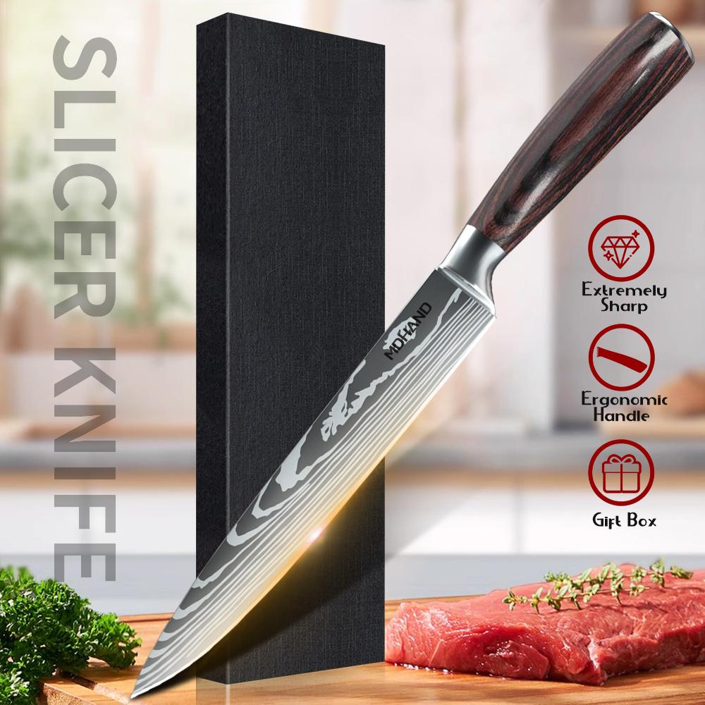 ZENG Japanese Sharp Kitchen Chef Knife  Laser Damascus Pattern Chef Knife High Carbon Stainless Steel Fruit Slicing Knife