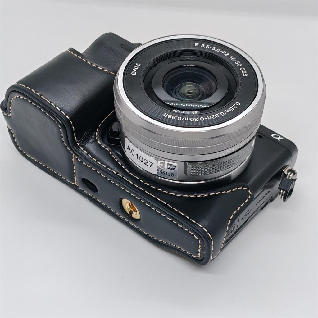 For Sony NEX-7/NEX-6 Half Body Camera Cover with Battery Access PU Leather Bottom Case