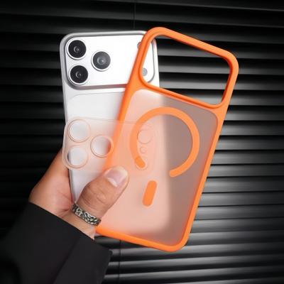 Transparent Mat Pour Magsafe Étui de Chargement Sans Fil pour iPhone 17 Air 16 15 14 13 Pro Max Objectif d'Appareil Photo Amovible Housse de Protection Anti-Choc