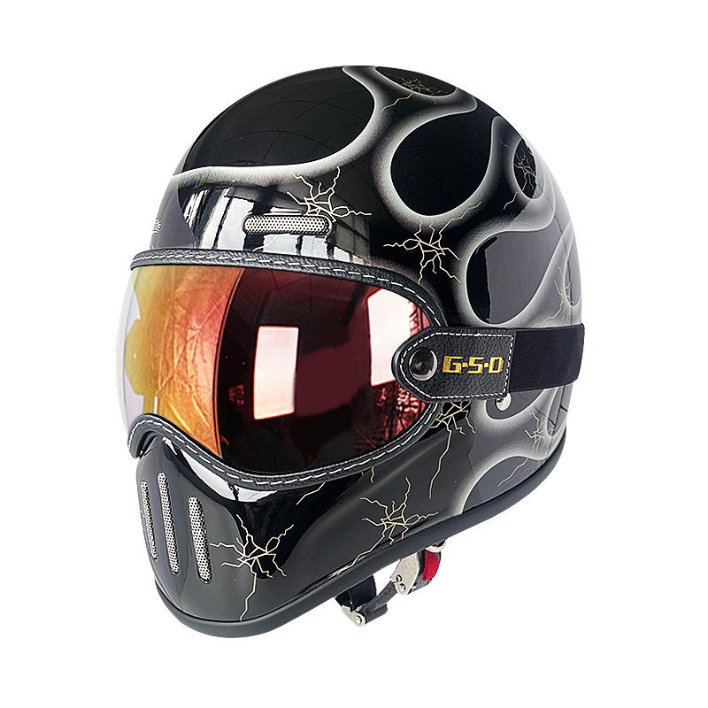 Fiberglass Retro Full Face Motorcycle Helmet for All Seasons - Unisex Winter Safety 3C Certified