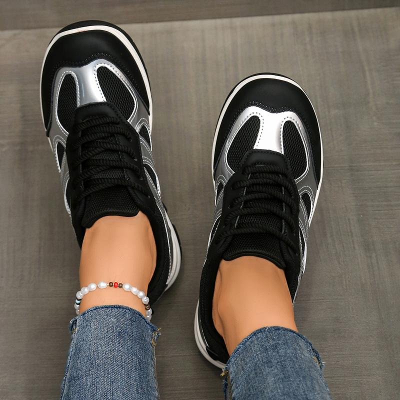 Fashion Fashion Silver Mix Color Non Slip Hiking Shoes Women 2025 Autumn Breathable Lace Up Sneakers Comfort Soft Sole Sports Shoes